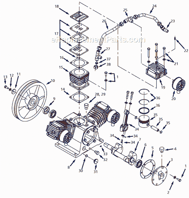 Page B Diagram and Parts List for DP461500AJ 2008 Campbell Hausfeld Compressor